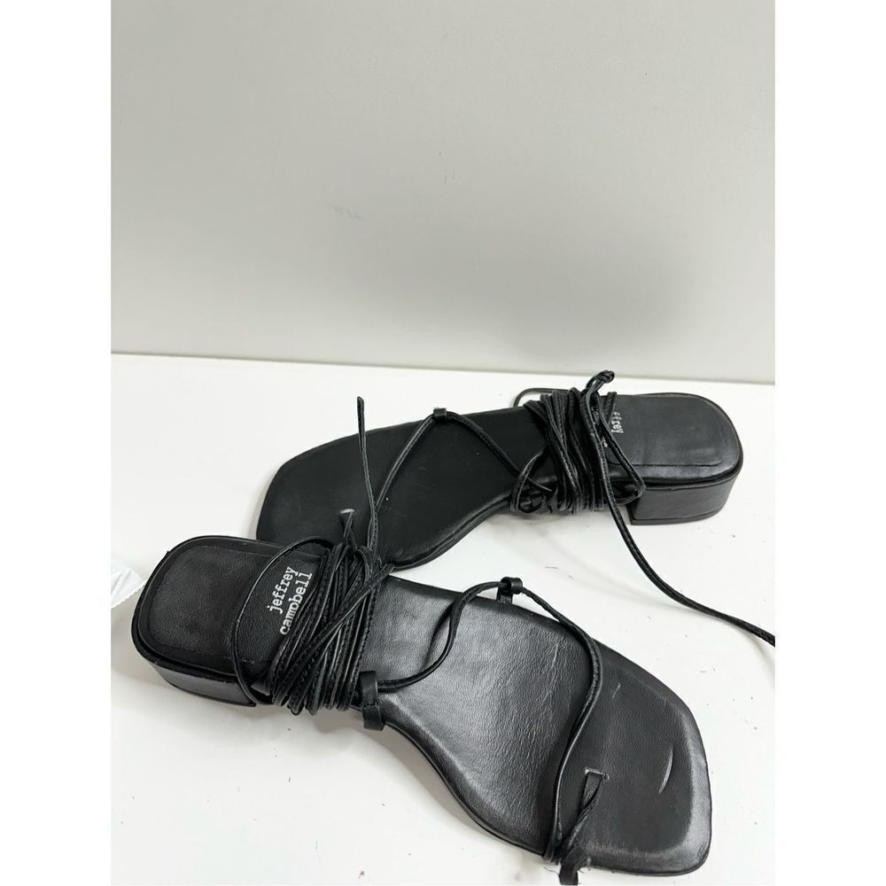 Jeffrey Campbell Black Strappy Lace-Up Block Heel Sandals - Picture 6 of 9